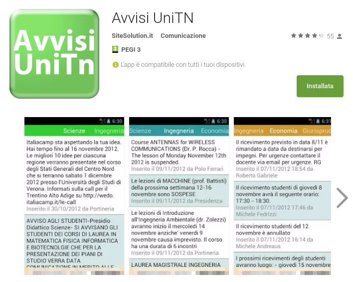 Avvisi UniTN - Android